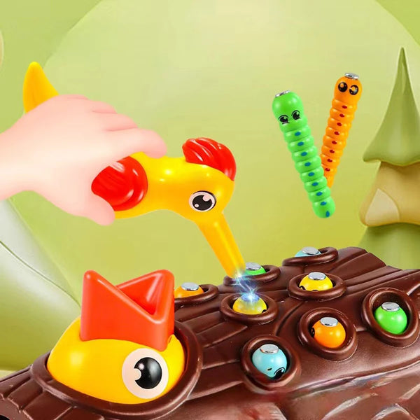 Magnetic Woodpecker Worm Game