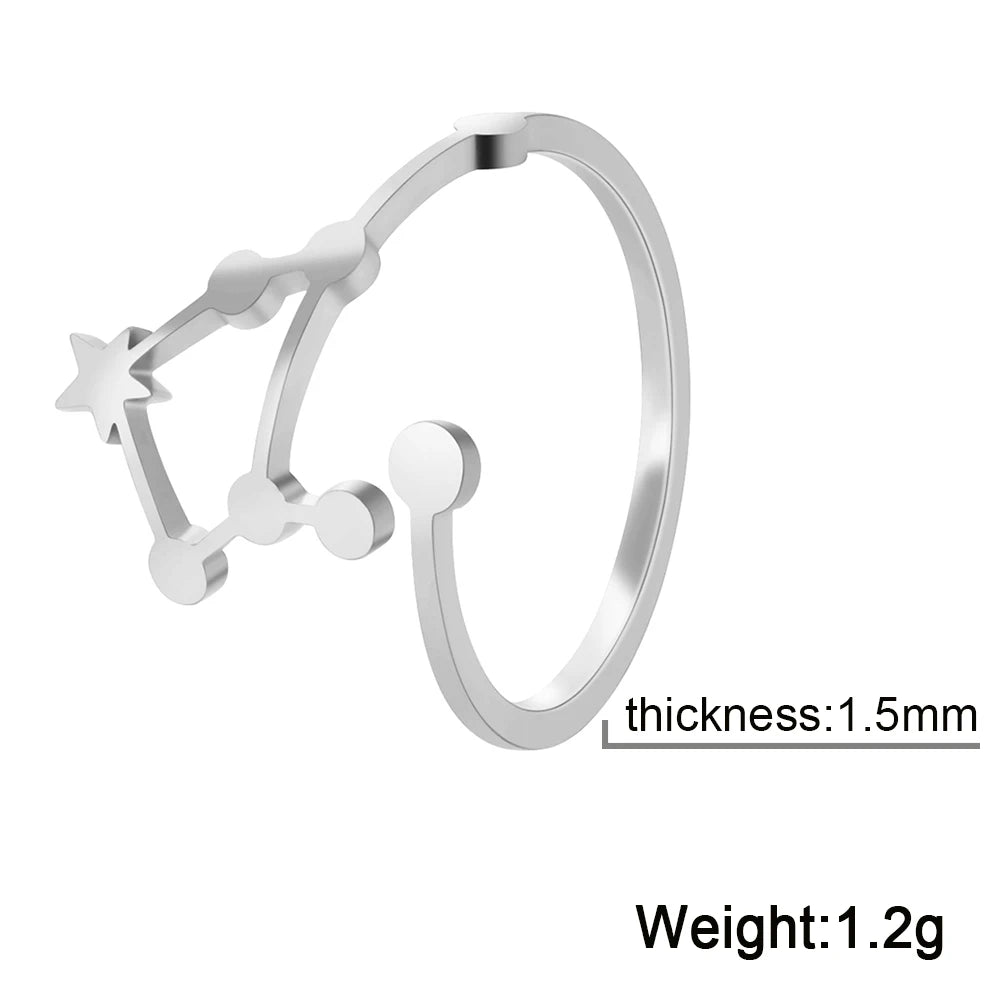 Celestial Zodiac Sign Constellation Ring
