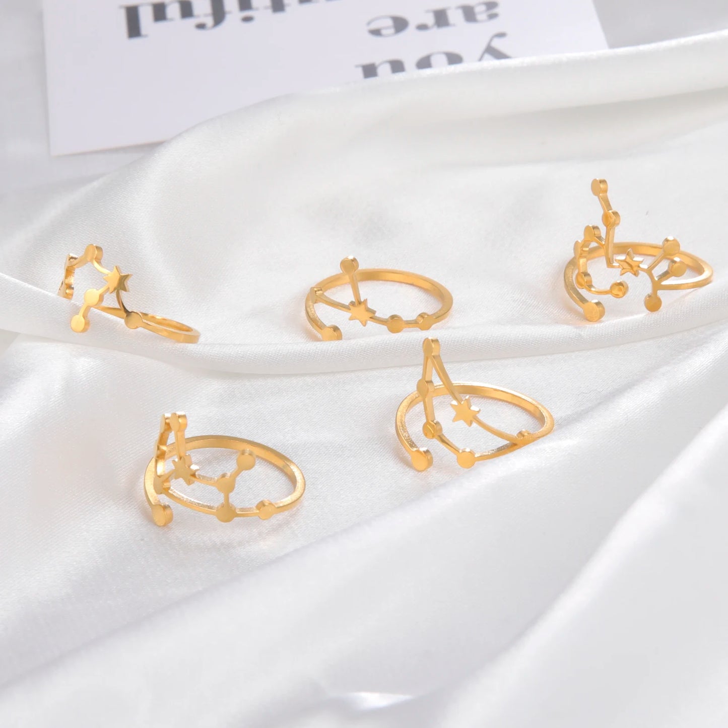 Celestial Zodiac Sign Constellation Ring