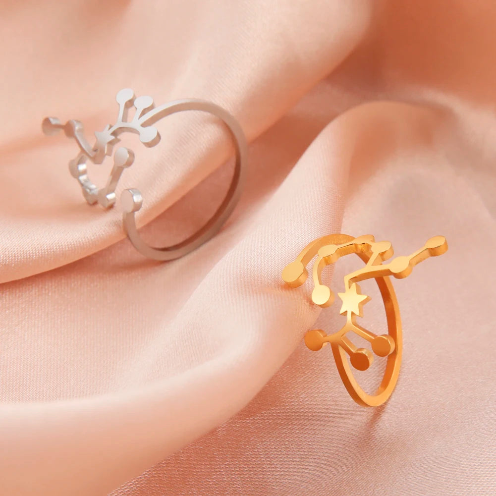 Celestial Zodiac Sign Constellation Ring