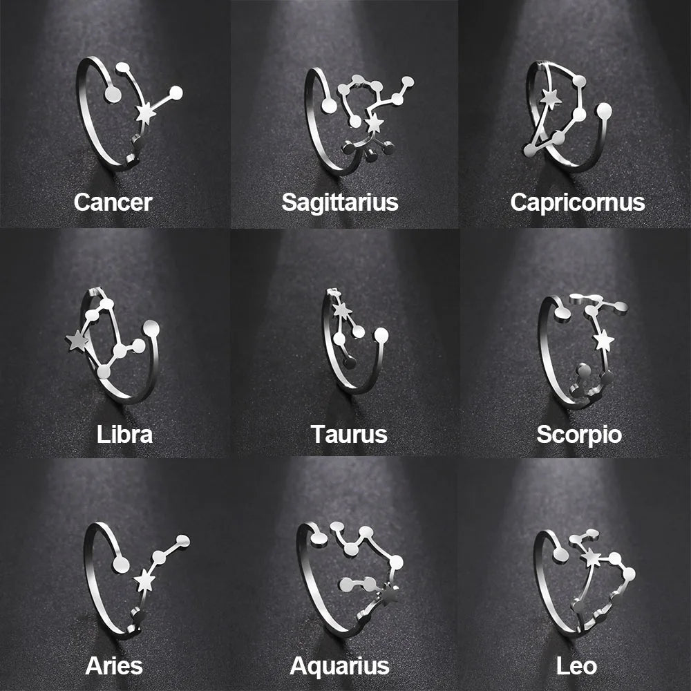 Celestial Zodiac Sign Constellation Ring